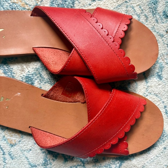 Nantucket Sole Genuine Leather Slide Sandals in Red Summer Women’s Size 39 US 9 - Picture 5 of 6